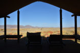 The luxury camp provides exclusive views over the surrounding desert landscape