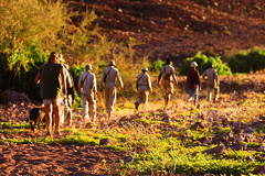 Patrouille zu Fuß, um Nashörner im Damaraland zu finden (1998).

